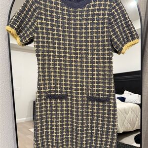Vici Yellow and Black Tweed Mini Dress